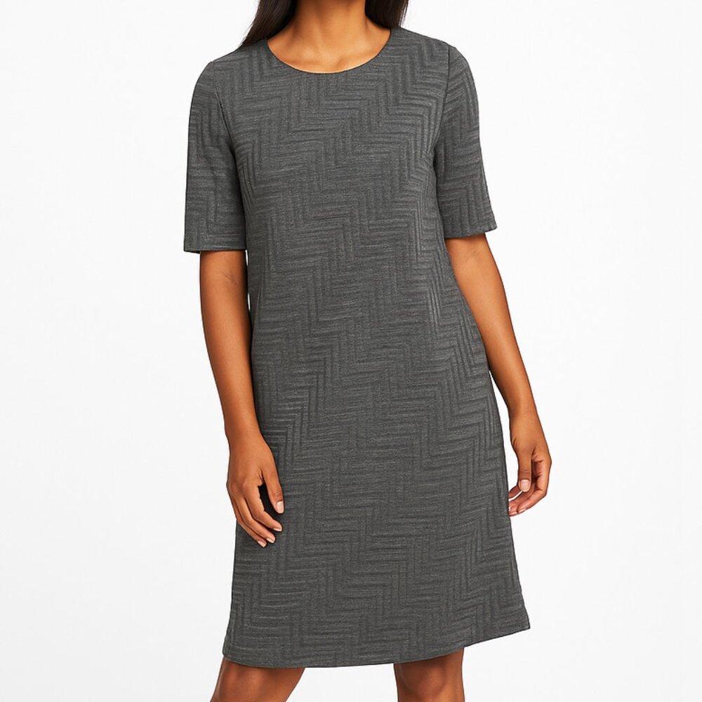London Times Brown Midi Sheath Dress with Short Sleeves for Casual Work